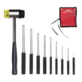 HimaPro® 9PCs Roll Pin Punch Set with Hammer and Storage Pouch - Perfect Roll Pin Removal Tool Kit for Pin Removal, Watch Cleaning, Jewelry and Craft