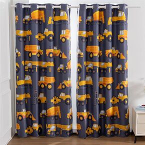 NTBED Construction Cars Blackout Curtains Drapes for Kids Boys Bedroom Play Room 2 Panels Darkening Grommets Window Treatment, 42Wx72L, Grey