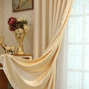 MYRU 1 Pair Chenille Curtains Semi-Blackout Geometric Modern Curtains for Living Room Bedroom 2 Panels Set (2 x 52 x 96 Inch,Blue and Gold)