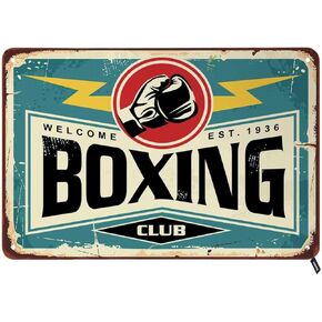 Swono Boxing Club Tin Signs,Vintage Metal Tin Sign For Men Women,Wall Decor for Bars,Restaurants,Cafes Pubs,12x8 Inch
