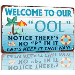 Welcome To Our Poolside Paradise Tin Sign Vintage Poolside Metal Signs Life Is Better By The Pool Funny Wall Decor Plaque For Home Bar Beach Pool Deck Porch Patio Outdoor Decoration 8x12 Inch