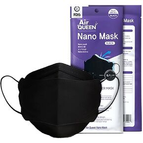 NU-SET Black AirQueen Nano Fiber Filter Face Safety Mask for Adult, Individually Packaged, Made in Korea