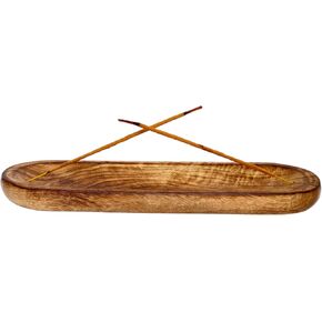 Nature's Own Wooden Incense Holder, Boat Shape Incense Stick Burner, Modern Insence Ash Catcher for Table Decorations & Gifting, Mango Wood Incense Tray for Boho Gifts, Brown Color, 12x4 Inch