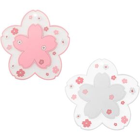 Sakura Coffee Cup Mat Kawaii Coaster 2PCS Cute Cherry Blossom PVC Home Tea Mug Pink Flower Pattern Anti-Skid Pot Bowl Pad Placemat for Desk Drink Table Decor Kawaii Accessories (Small)