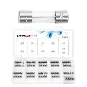 Chanzon 140pcs Glass Fuse Assortment Kit Box (0.5A 1A 2A 3A 4A 5A 8A 10A 15A) Fast Blow Cartridge Tube Fuse