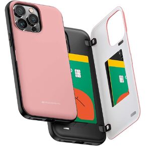 GOOSPERY Magnetic Door Bumper Compatible with iPhone 15 Pro Max Case, Card Holder Wallet Easy Magnet Auto Closing Protective Dual Layer Sturdy Phone Back Cover - Green
