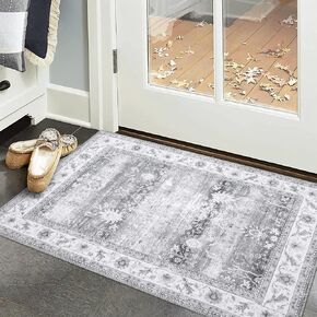 GlowSol Area Rug 9x12 Large Rug Washable Boho Rugs Living Room Rug Floral Print Vintage Rug Soft Distressed Foldable Carpet Thin Rug Bedroom Dining Room Office Farmhouse