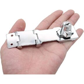 Double Hinge Safety Hasp Lock in Zinc Plated, Hardened Steel Concealed Hinge Pin Hasp Keyed Lock