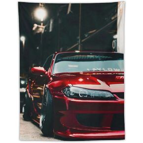 S15 JDM Car Japan Red Tapestry Wall Hanging Funny Wall Tapestry for Bedroom Living Room Office Classroom Dorm Ceiling Home Wall Decor Art Tapestries 40"x60"