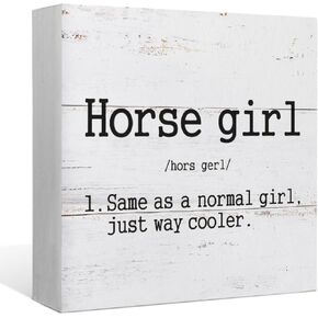 Horse Girl Definition Wood Box Sign Desk Decor,Rustic Wooden Block Sign Decorations for Home Girls Room College Dorm Farm Wall Tabletop Shelf Decor,Gifts for Horse Lovers,Horse Rider Gifts for Girls
