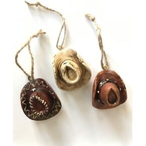 Cowboy Hat Resin Christmas Ornaments 3 Pcs Set Western Cowboy Cowgirl Decoration Gift Set