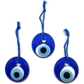 Turkish Eye Hanging Glass Evil Eye Blue Good Luck 4cm Diameter with Water and Thread, Nazar Boncuk, Evil Eye (3)