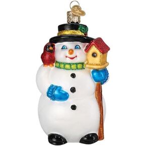 Old World Christmas Snowman with Cardinal Glass Hanging Ornament
