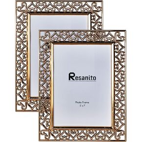 5x7 Metal Picture Frames(2 Pack), Gift Photo Frame with High Definition Glass, Love Heart Style Profile Display Photos for Wall or Tabletop for Home Office Hotel, Ancient Silver in Saudi Arabia