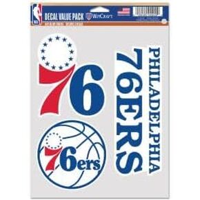 Wincraft NBA Philadelphia 76ers Decal Multi Use Fan 3 Pack, Team Colors, One Size