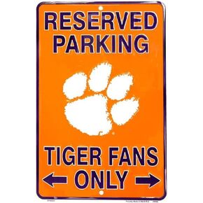 Hangtime SP80053 Clemson 8 x 12 inch metal Parking sign in team colors