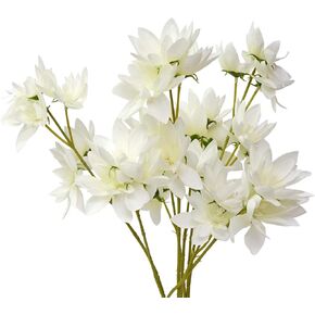4PCS Artificial Snow Lotus Flowers Silk Flowers Real-touch Lotus Flowers Bouquets Fuax Floral Table Centerpieces Arrangements Home Kitchen Office Indoor Outdoor Spring Decorations White