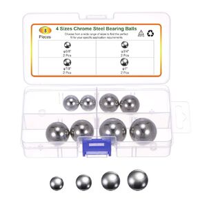 uxcell 8pcs G10 Precision Balls Assortment Kit 5/8" 3/4" 7/8" 1" Chrome Steel Solid Bearing Balls
