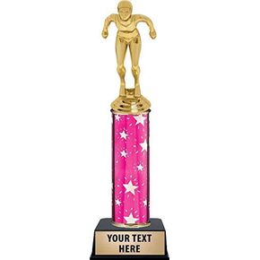 Crown Awards Swim Female Trophies, Personalized Pink Swim Female Trophy, Engraving Included Prime