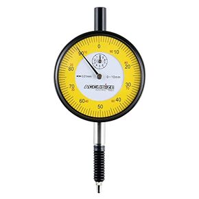 Accusize Industrial Tools 0-1mm x 0.01mm Plain Back IP54 Shockproof Metric Dial Indicator Premium Grade, P900-S002
