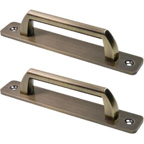 2 Pcs Closet Door Handles with Plate,6 inch Gate Handle,Aluminium Alloy Door Pull Handle,5 inch (127 mm) Hole Center Sliding Barn Door Handle,Silver