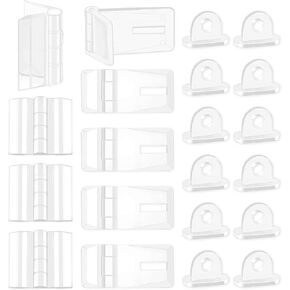 Swpeet 60Pcs Acrylic Mini Hinge and Clear Acrylic Hinges Hasp with Lock Buckle Assortment Kit, Latch Hasp Lock Hinge Latch Buckles Folding Hinge Tools for Cabinet Drawer