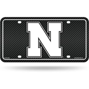 Rico Industries NCAA Nebraska Cornhuskers Carbon Fiber Metal Auto Tag 8.5" x 11" - Great for Truck/Car/SUV