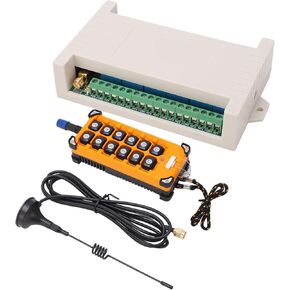 Crane Remote Control, Wireless 12 Key 433M Remote Control Encoder with Antenna 12 Channel, High Sensitivity Wireless Transmitter Push Button Switch Controller Relay Kit (DC12V)