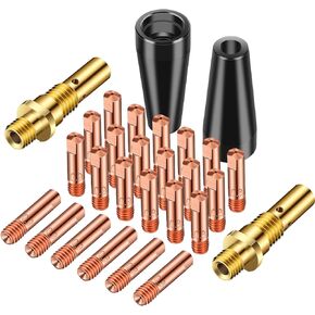 SUNJOYCO 28PCS Flux Core Gasless Nozzle Tips Kit, 0.030" & 0.035" Tips Compatible with Lincoln Magnum 100L & Weld-Pak MIG Welder