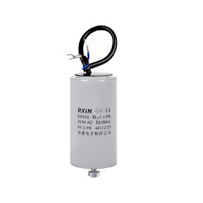 CBB60 Run Capacitor 50uF 450V AC 2 Wires 50/60Hz Cylinder 50x100mm (DXL) with Terminal, with M8 Fixing Stud for Washing Machine Air Compressor Water Pump Motor Refrigerators