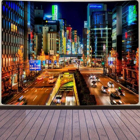 Aidatain Japanese City Tapestry Japan Street Cityscape View Art Wall Tapestry Tokyo Night Scene Tapestry,size 80"x 60" Flanne Art Tapestries,for Living Room Dorm Bedroom Home Aesthetic GTYYAT122 in Kuwait