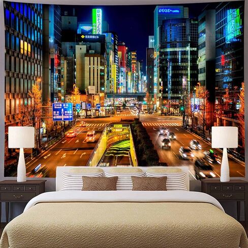 Aidatain Japanese City Tapestry Japan Street Cityscape View Art Wall Tapestry Tokyo Night Scene Tapestry,size 80"x 60" Flanne Art Tapestries,for Living Room Dorm Bedroom Home Aesthetic GTYYAT122 in Kuwait