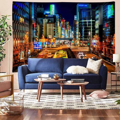 Aidatain Japanese City Tapestry Japan Street Cityscape View Art Wall Tapestry Tokyo Night Scene Tapestry,size 80"x 60" Flanne Art Tapestries,for Living Room Dorm Bedroom Home Aesthetic GTYYAT122 in Kuwait