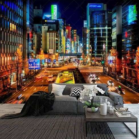Aidatain Japanese City Tapestry Japan Street Cityscape View Art Wall Tapestry Tokyo Night Scene Tapestry,size 80"x 60" Flanne Art Tapestries,for Living Room Dorm Bedroom Home Aesthetic GTYYAT122 in Kuwait