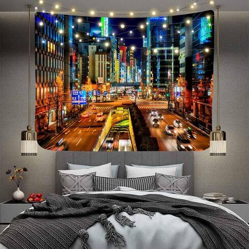 Aidatain Japanese City Tapestry Japan Street Cityscape View Art Wall Tapestry Tokyo Night Scene Tapestry,size 80"x 60" Flanne Art Tapestries,for Living Room Dorm Bedroom Home Aesthetic GTYYAT122 in Kuwait