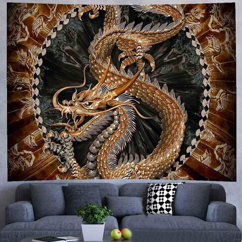 X-SISTER Fantasy Dragon نسيج فيلم الرسوم المتحركة البوهيمي مخدر التنين الفن القديم الجدار شنقا قصيرة أفخم 8060 بوصة غرفة المعيشة غرفة نوم عنبر الطباعة الرقمية ديكور المنزل TA2113 in Kuwait