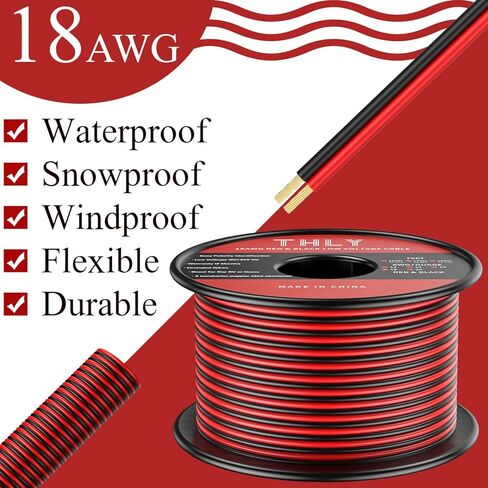 100FT 12 سلك قياس، سلك كهربائي سلك أحمر وأسود 12 فولت سلك منخفض الجهد مرن للغاية 12 سلك AWG 2 موصل سلك آلي لمكبر الصوت المناظر الطبيعية البحرية مصباح السيارة LED الإضاءة in Kuwait