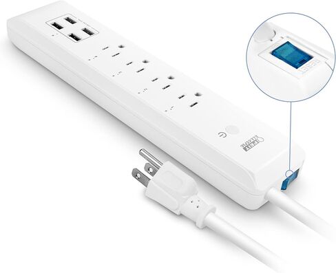 Feit Electric Smart Power Strip, Smart Plugs Work with Alexa and Google Home, No hub required, 4 Sockets, 4 USB Ports, Remote Control from Anywhere, 15 Amp, Indoor Smart Powerstrip, POWERSTRIP/WiFi in Saudi Arabia