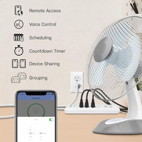 Feit Electric Smart Power Strip, Smart Plugs Work with Alexa and Google Home, No hub required, 4 Sockets, 4 USB Ports, Remote Control from Anywhere, 15 Amp, Indoor Smart Powerstrip, POWERSTRIP/WiFi in Saudi Arabia