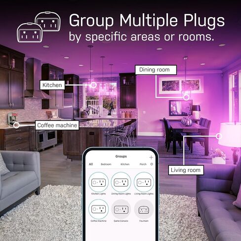Feit Electric Smart Power Strip, Smart Plugs Work with Alexa and Google Home, No hub required, 4 Sockets, 4 USB Ports, Remote Control from Anywhere, 15 Amp, Indoor Smart Powerstrip, POWERSTRIP/WiFi in Saudi Arabia