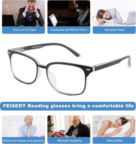FEISEDY Reading Glasses Blue Light Blocking Reader Glasses with Spring Temples B2566 in Saudi Arabia