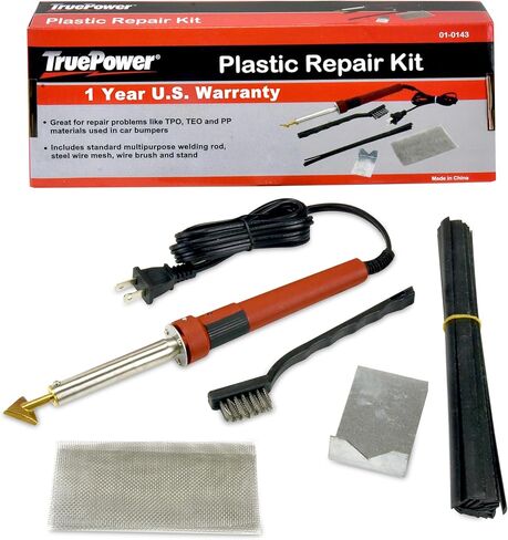 Plastic Welding Kit with Plastic Welder, Rods, Reinforcing Mesh, Hot Iron Stand, Wire Brush, 80 Watt, 120V - For DIY, Arts and Crafts, Car Bumper, Dashboard, Kayak, Canoe, Professional Surface Repair in Kuwait