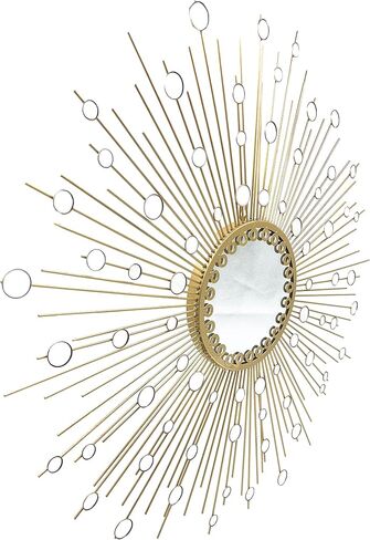 Large Gold Sunburst Wall Mirror Decor - 27 Decorative Hanging Round Mirror for Living Room, Bedroom, Bathroom - Espejos Para Dormitorio, Big Mirrors, Espejo for Wall Decor in Saudi Arabia