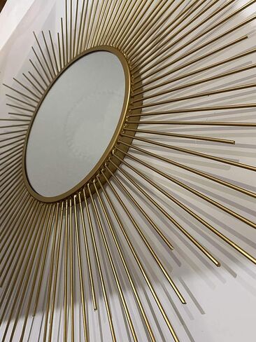 Large Gold Sunburst Wall Mirror Decor - 27 Decorative Hanging Round Mirror for Living Room, Bedroom, Bathroom - Espejos Para Dormitorio, Big Mirrors, Espejo for Wall Decor in Saudi Arabia