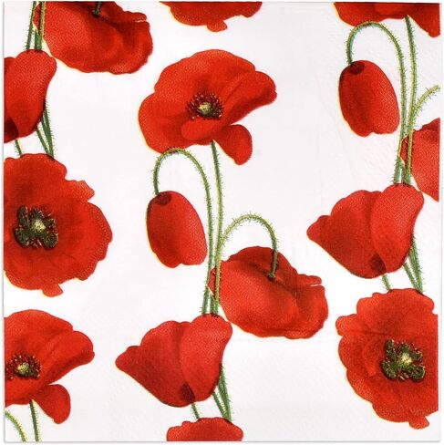 Gift Boutique 100 Poppy Floral Guest Napkins 3 Ply Decorative Hand Napkin Red Poppies Flowers Disposable Paper Towels for Toilet Powder Room Wedding in Saudi Arabia