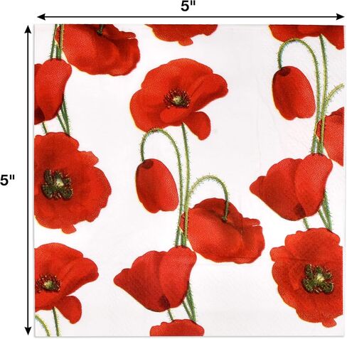 Gift Boutique 100 Poppy Floral Guest Napkins 3 Ply Decorative Hand Napkin Red Poppies Flowers Disposable Paper Towels for Toilet Powder Room Wedding in Saudi Arabia