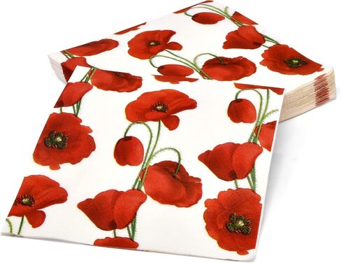 Gift Boutique 100 Poppy Floral Guest Napkins 3 Ply Decorative Hand Napkin Red Poppies Flowers Disposable Paper Towels for Toilet Powder Room Wedding in Saudi Arabia