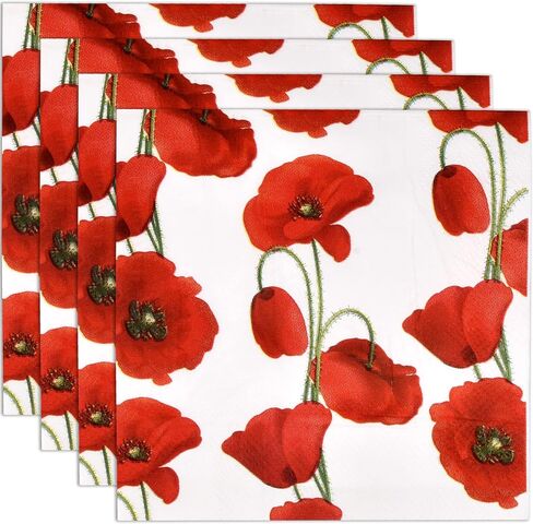 Gift Boutique 100 Poppy Floral Guest Napkins 3 Ply Decorative Hand Napkin Red Poppies Flowers Disposable Paper Towels for Toilet Powder Room Wedding in Saudi Arabia