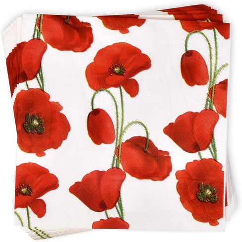 Gift Boutique 100 Poppy Floral Guest Napkins 3 Ply Decorative Hand Napkin Red Poppies Flowers Disposable Paper Towels for Toilet Powder Room Wedding in Saudi Arabia