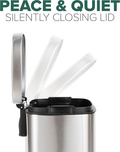 Farberware Kitchen Step On Trash Can, 30 Liter (7.9 Gal) Metal Garbage Bin, Soft-Closing Lid, Fingerprint & Smudge-Resistant, Removable Inner Bucket, Rigid Steel Pedal, Stainless Steel in Saudi Arabia